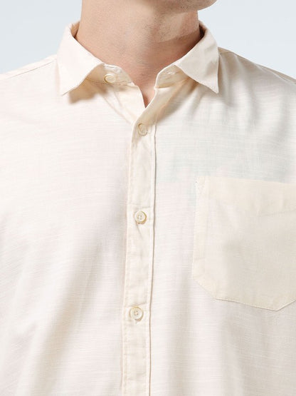 Men Yellow Slim Fit Pure Cotton Casual Shirt with Spread Collar