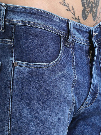 Men’s Blue Slim Fit Stretch Cargo Jeans
